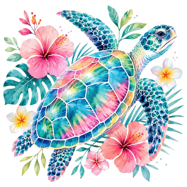 floral turtle fabric panel