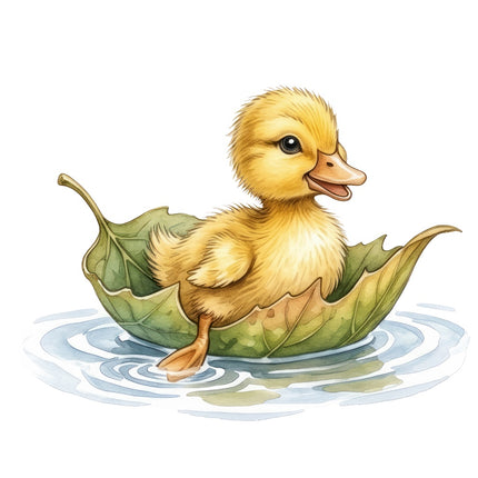 Duckling on Leaf 100% Cotton Fabric Panel Block Quilt Square ARS135