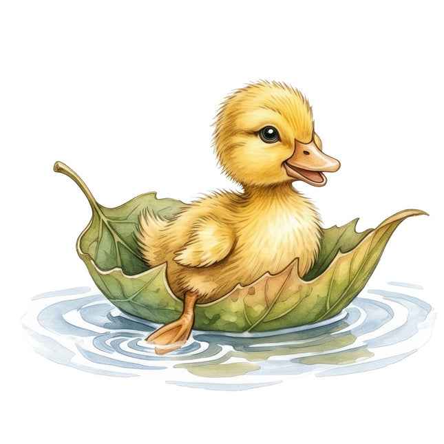 Duckling on Leaf 100% Cotton Fabric Panel Block Quilt Square ARS135