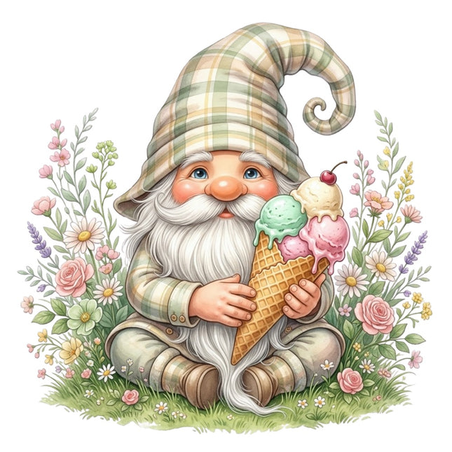 ice cream gnome fabric panel