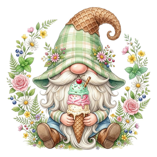 ice cream gnome fabric panel