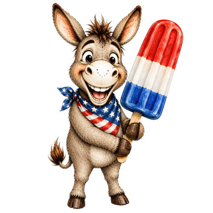 red white blue donkey fabric panel