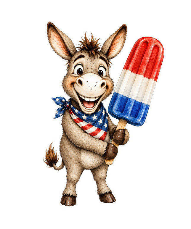 red white blue donkey fabric panel