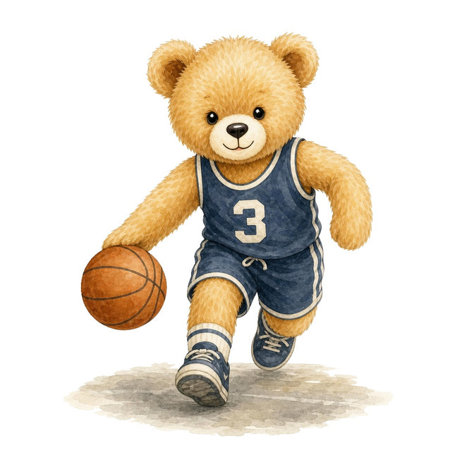 sport teddy bear fabric panel