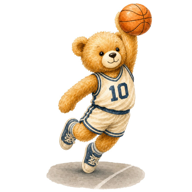 sport teddy bear fabric panel