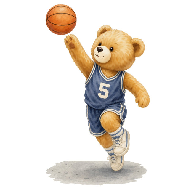 sport teddy bear fabric panel
