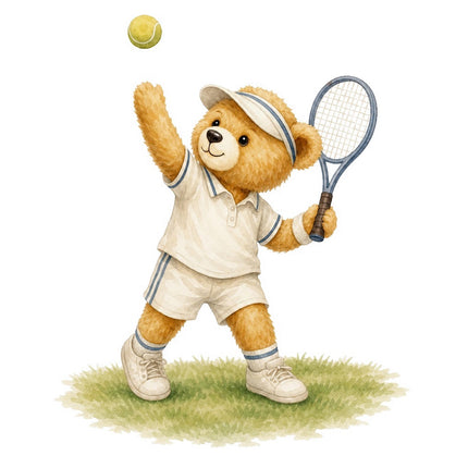 tennis teddy bear fabric panel