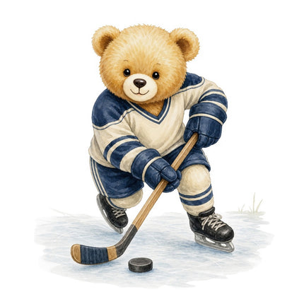 hockey teddy bear fabric panel