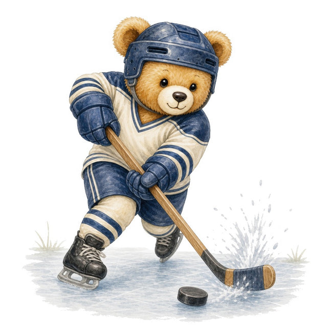 hockey teddy bear fabric panel