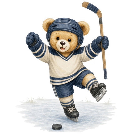 hockey teddy bear fabric panel