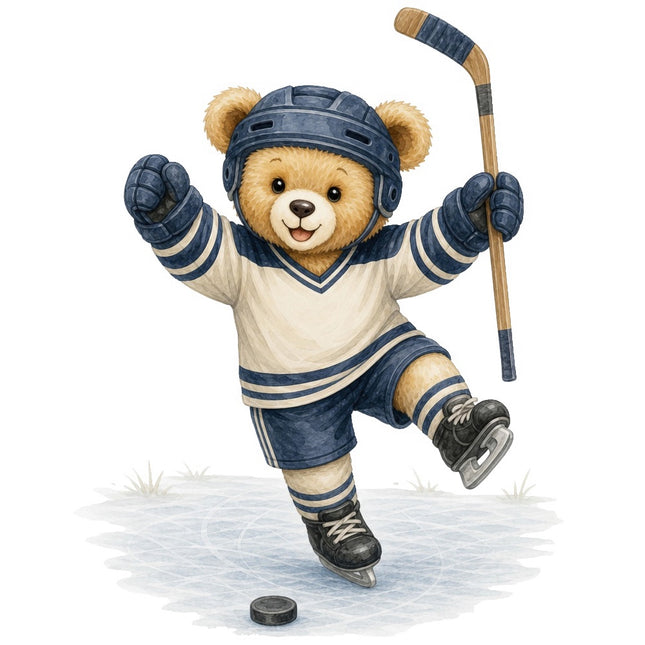 hockey teddy bear fabric panel