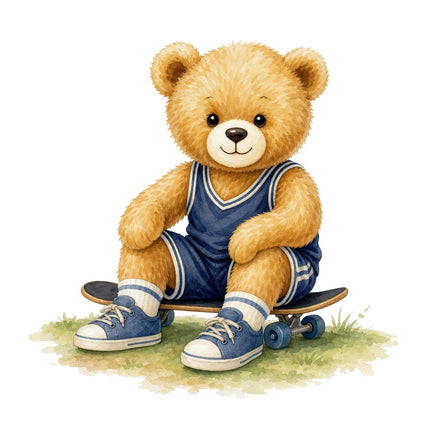 skateboarder bear fabric panel