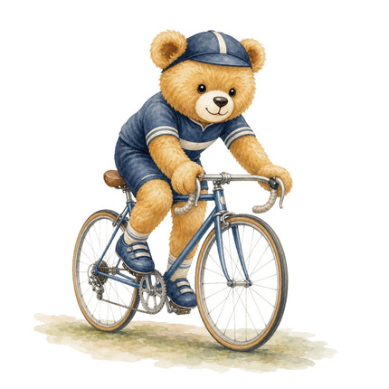 bike teddy bear fabric panel