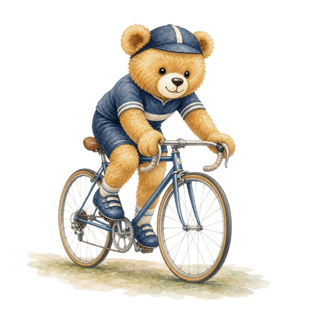 bike teddy bear fabric panel