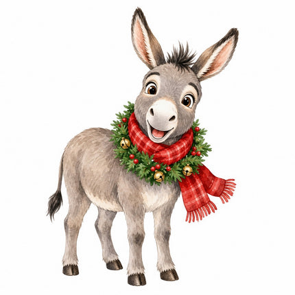 Christmas Donkey 100% Cotton Fabric Panel Block FLIP-ARS222