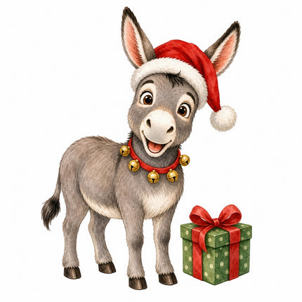 festive donkey fabric panel