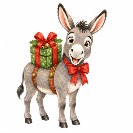 festive donkey fabric panel