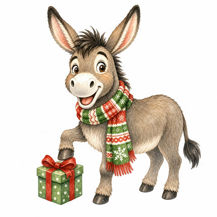 Christmas donkey quilt block
