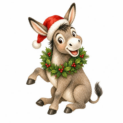Christmas donkey quilt block