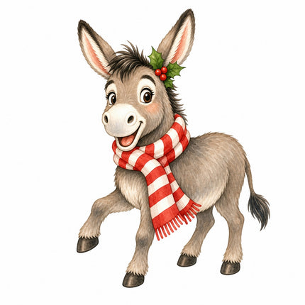 Christmas donkey fabric panel