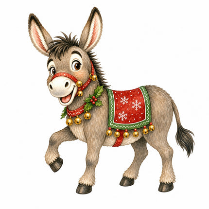 Christmas donkey fabric panel