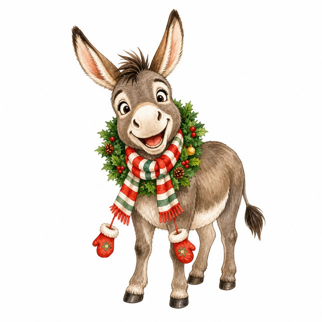 Christmas donkey fabric panel