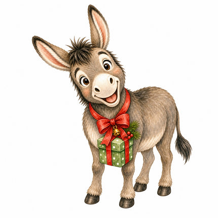 Christmas donkey fabric panel