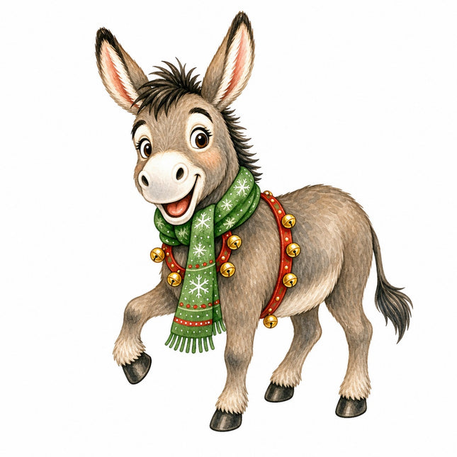 Christmas donkey fabric panel