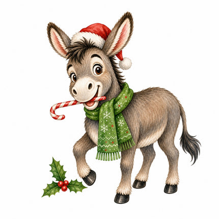 Christmas donkey fabric panel