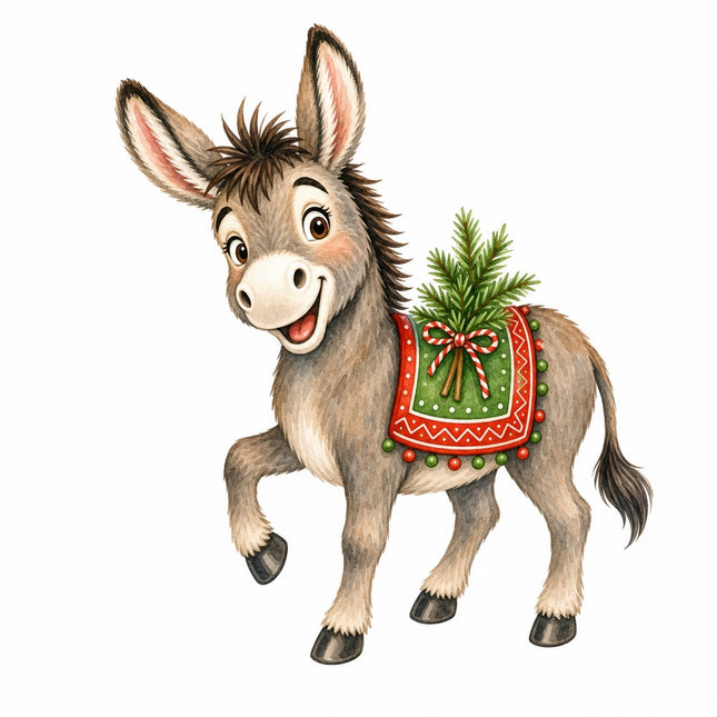 Christmas donkey fabric panel