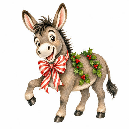 Christmas donkey fabric panel