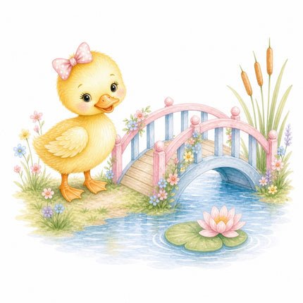 girl duckling fabric panel