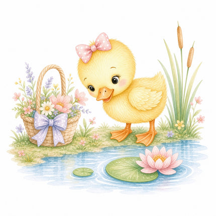 girl duckling fabric panel