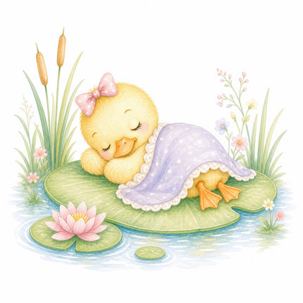 girl duckling quilt square