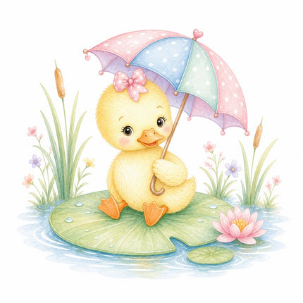 girl duckling quilt block