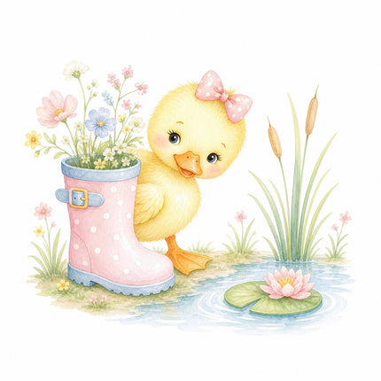girl duckling fabric panel