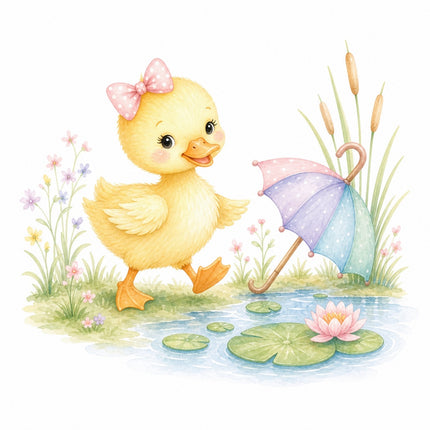 girl duckling fabric panel