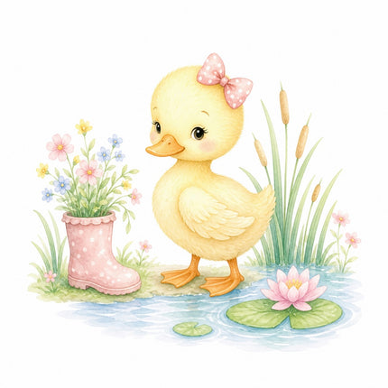 girl duckling fabric panel