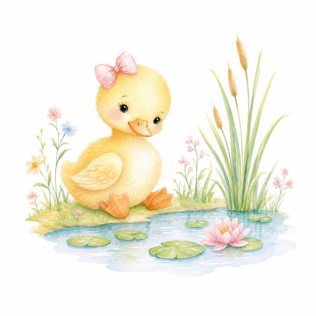 girl duckling fabric panel