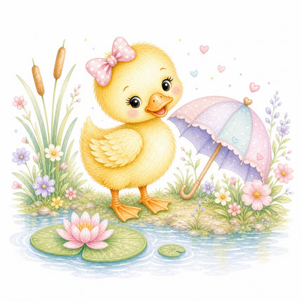 girl duckling fabric panel