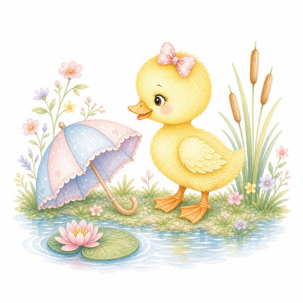 girl duckling fabric panel