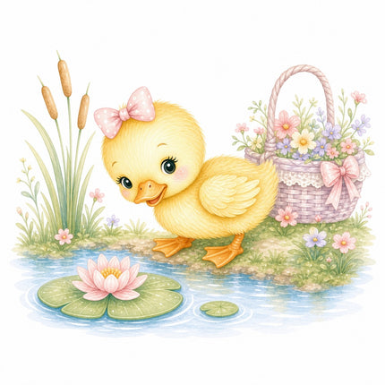 girl duckling fabric panel