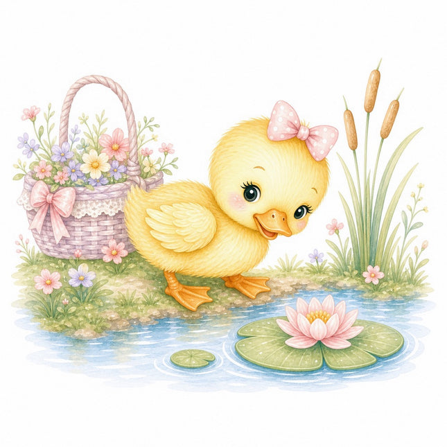 yellow duckling fabric panel