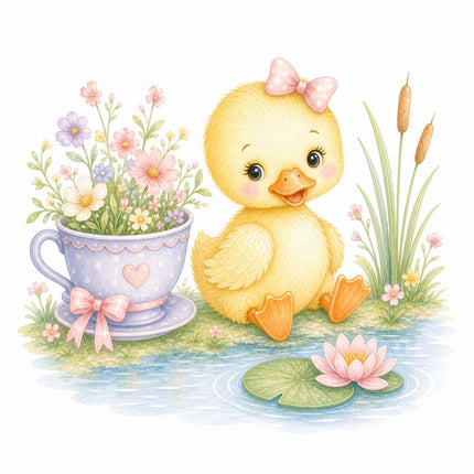 girl duckling fabric panel