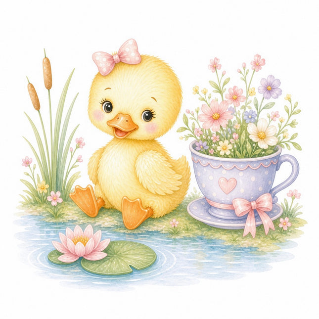 yellow duckling fabric panel