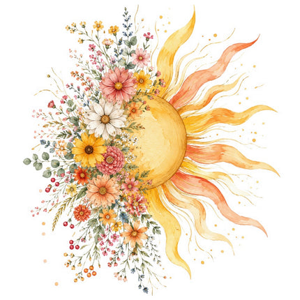 floral sun fabric panel