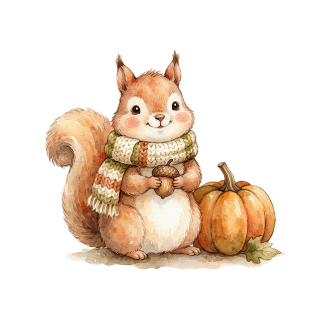 autumn squirrel fabric panel