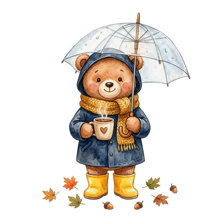 autumn bear fabric panel