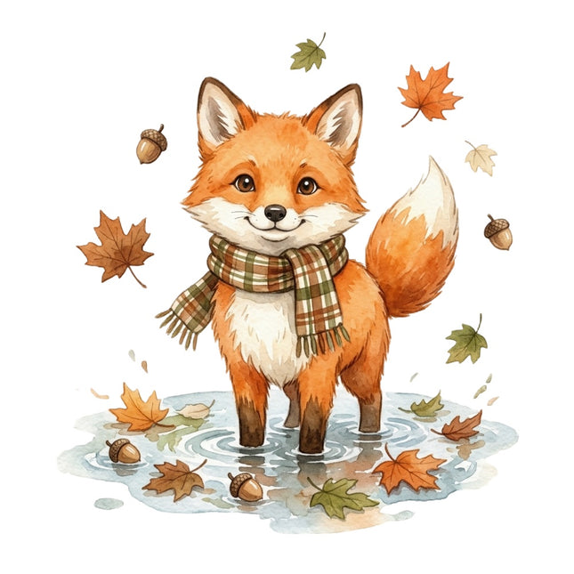 autumn fox fabric panel