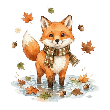 autumn fox fabric panel